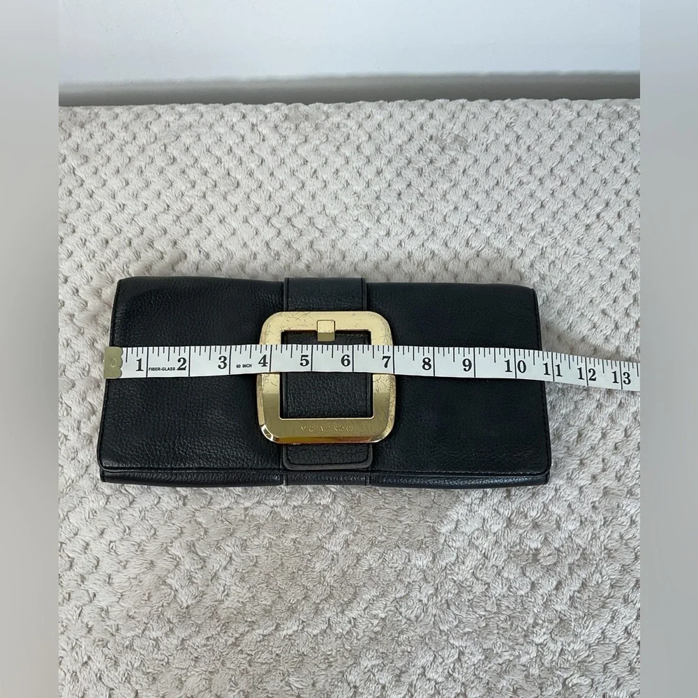 Michael Kors Black Leather Slim Large Clutch